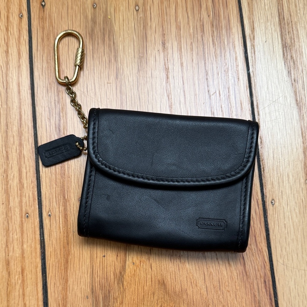 Coach Black Leather Keychain Wallet